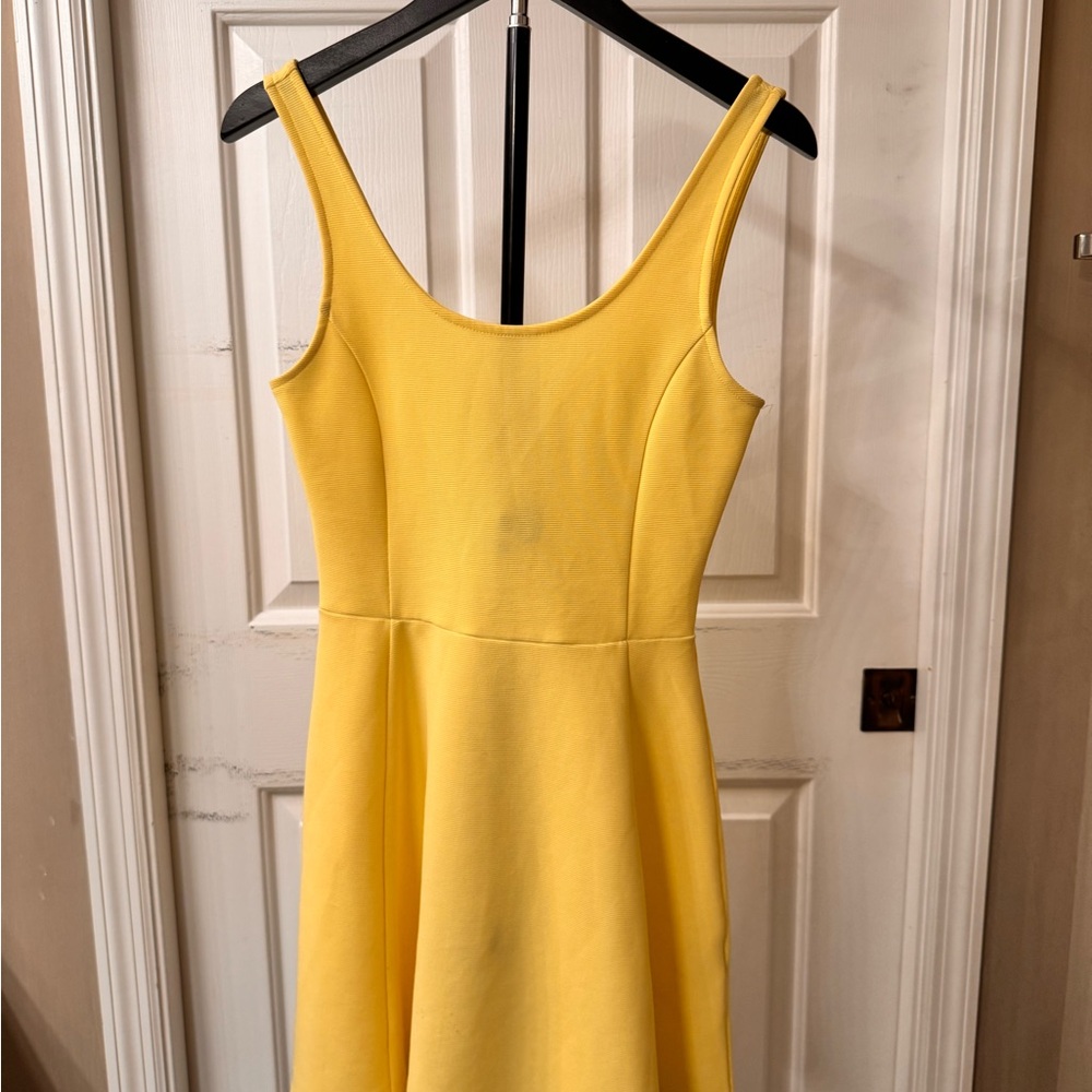 H&M Bright Yellow Scoop Neck Mini Dress